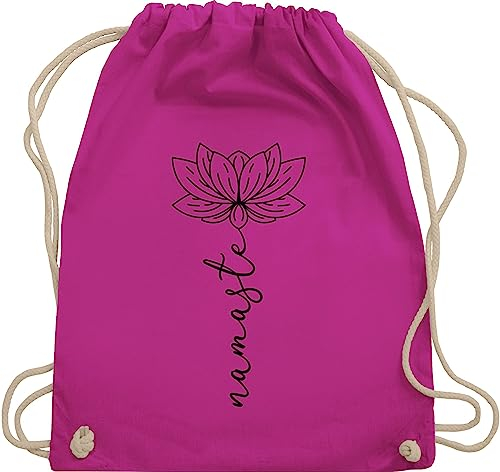 Turnbeutel Rucksack - und Wellness - Namaste Lotusblüte I Geschenk Yoga - Unisize - Fuchsia - meditation lotus stoffrucksack spirituelle hippi beutel joga hippie turnsack geschenke für fans