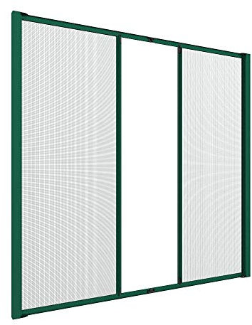 Zanzanet Zanzariera laterale doppia orizzontale su misura porta finestra scorrevole avvolgibile rullo a molla frizione cassonetto 50mm antivento personalizzabile reti Made in Italy Verde
