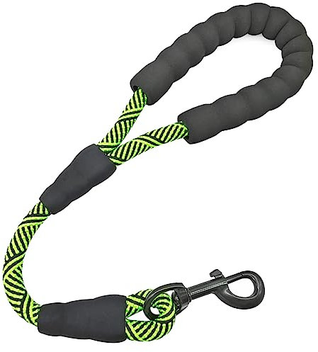 Mycicy 18 Inch Dog Lead with Soft Padded Handle, 1/2 Traffic Rope for Medium & Large Dogs, Lightweight Training & Walking Lead for Comfortable Control (Green-1.5 ft)