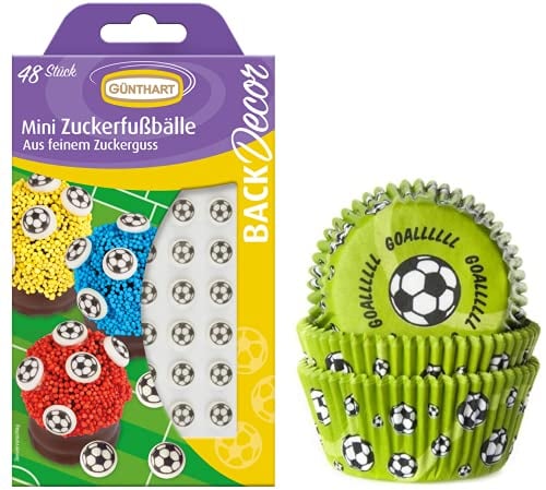 Guenthart Fußball-Backset, Zuckerdekoration, Fußbälle, Muffinförmchen, Fußball-Muffins, Sieger-Cupcakes