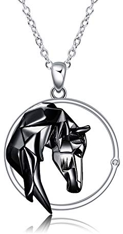 YAFEINI Pferd Halskette Sterling Silber Origami Pferd Anhänger Halskette Mütter Tag Geschenke für Frauen Frau Freundin