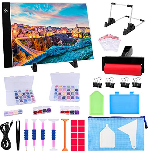 LED Light Pad for Diamond Painting Kit, A4 Diamond Art Light Board, Tracing Light Table Box with Diamond Painting Accessories Tools Set for Full Drill & Partial Drill 5D Diamond Art Project