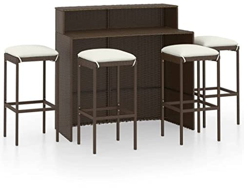 vidaXL 5-TLG. Gartenbar-Set mit Kissen Braun
