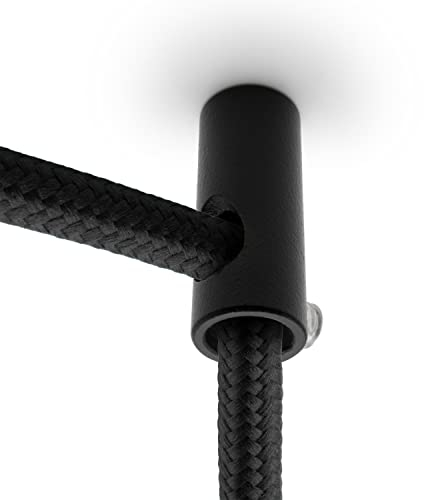 Amarcords - 2 Descentralizadores gancho verticales y prensacables de aluminio con ajuste de cable visible, para lámparas abatibles verticales y suspensiones. Color NEGRO