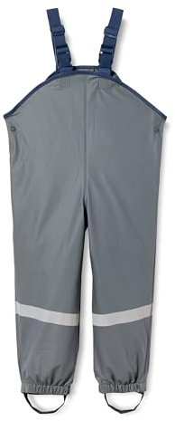 Playshoes Pantaloni fango, salopette antipioggia, fodera in pile, Pantaloni antipioggia antivento e impermeabili Unisex - Bambini e ragazzi, grigio scuro, 116