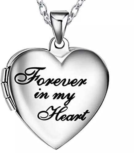 Forever in my heart Edelstahl Herz Halskette mit Anhänger Medaillon aufklappbar Foto