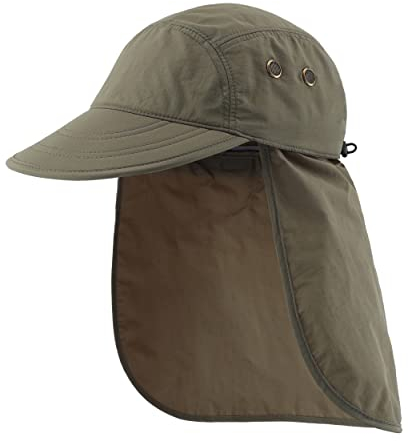 Magracy Chapeau de pêcheur d'été UPF 50+ pour homme avec rabat au niveau de la nuque Casquette de protection solaire, Vert armée clair