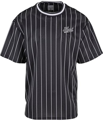 Karl Kani Herren KM231-031-2 KK Chest Varsity Pinstripe Mesh Tee Light Black/White L lightblack/White