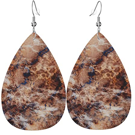 Leder Ohrringe Damen Marmor Hellbraun Ohrringe Mode Leder Ohrringe Gedruckte Ohrring Damen Für Geschenke Frauen Ornament