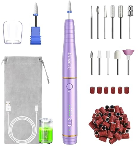 Fresa per Unghie, Denabuty Lima Unghie Elettrica Professionale Senza Fili con USB Ricaricabile, 12 in 1 Kit Manicure e Pedicure Elettrico per Rimozione Smalti e Gel Semipermanente
