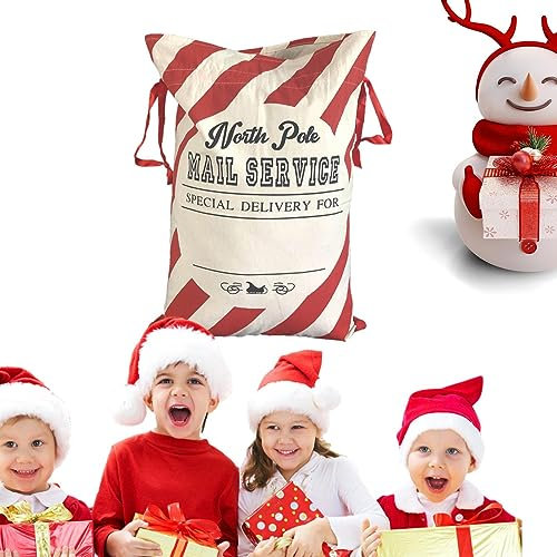 Holdes Bolsas de lona de Navidad | Bolsas de regalo de Navidad extra grandes | Bolsa de Papá Noel a rayas con cordón de Papá Noel bolsa grande de Navidad bolsa de lona, calcetines, calcetines, regalos
