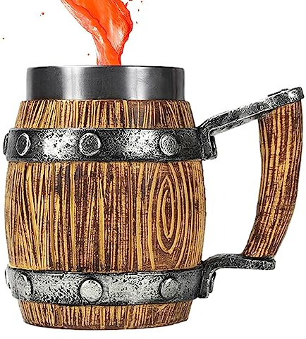 Chope à bière, chope à bière en tonneau, chope à bière de 600 ml avec poignée, tasse en forme de tonneau, tasse en tonneau , tasse en tonneau de whisky pour boissons, jus, lait, cocktails au caf