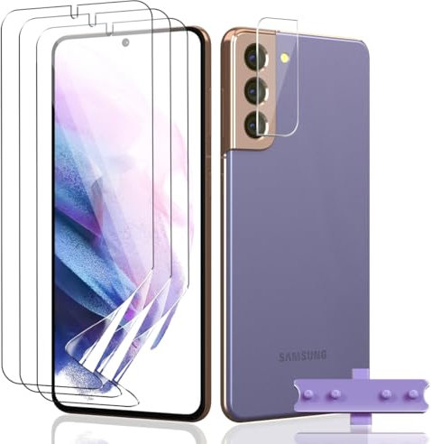 Teenrpov Pellicola Protettiva per Samsung Galaxy S21 5G Pellicola Protettiva Morbido TPU [Non Vetro Temperato] 3 Pezzi e Samsung Galaxy S21 5G Vetro Temperato Fotocamera 1 Pezzi, HD/Anti-Graffio
