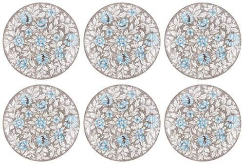 Casa Padrino luxury ceramic plates set of 6 brown/multicolored Ø 40 cm - Handmade & hand painted dinner plates with floral design - Hotel & restaurant accessories - Made in Italy