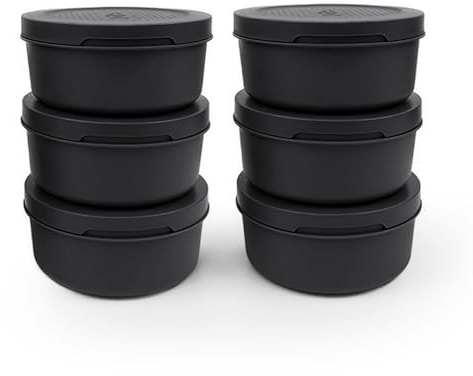 ZiiPa • Set mit 6 Gebäckschachteln • Spetina • Anthrazitfarben • Praktisch und vielseitig • Stapelbare Schachteln • Integrierter luftdichter Deckel • Fassungsvermögen 250 g