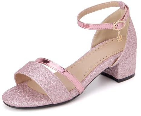 Onewus Sandali da donna alla moda aperta con tacco a blocco, Colore: rosa., 40 EU