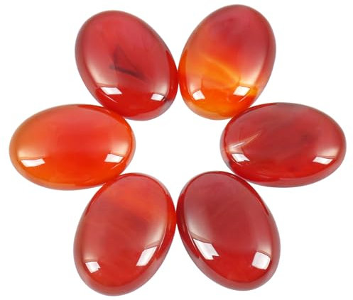 Lovionus89 18x25 mm ovale Cabochons Flatback Kristallheilstein für Schmuckherstellung DIY Pack von 6, Karneol