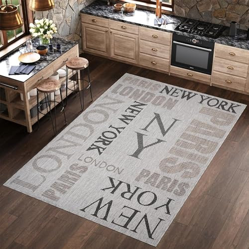 Sxakswol Teppich Wohnzimmer 120x170 cm New York 3D Teppich London Küche Esszimmer Schlafzimmer Teppich Kurzflor rutschfest Waschbar Teppiche Weich Pflegeleicht a2489