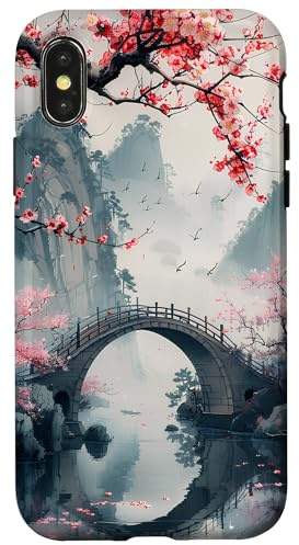 Japanese Cherry Blossom Landscape Case for iPhone X/XS