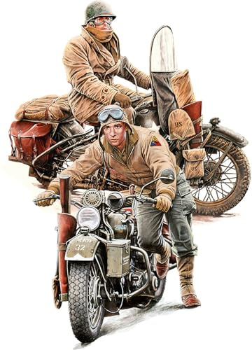 MiniArt 35422 1:35 U.S. Soldaten m. WLA Motorrädern - originalgetreue Nachbildung, Modellbau, Plastik Bausatz, Basteln, Hobby, Kleben, Modellbausatz, Zusammenbauen, unlackiert