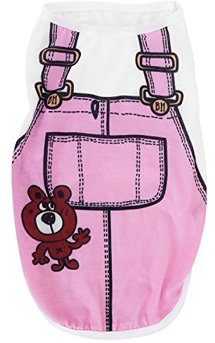 Vesdrtyr Huendchen Kostuem T-Shirt Sommer Rundhalsausschnitt Tee Sportkleidung Hundebekleidung Kleider L rosa