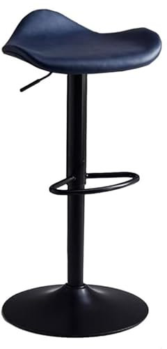 Barhocker Schwarz, Barhocker in Thekenhöhe, Drehbare Barstühle, Kücheninselhocker ohne Rückenlehne aus PU-Leder, Verstellbare Barhocker für Bar, Bistro, Esszimmer, Küche (Farbe: /Blau) To pursue