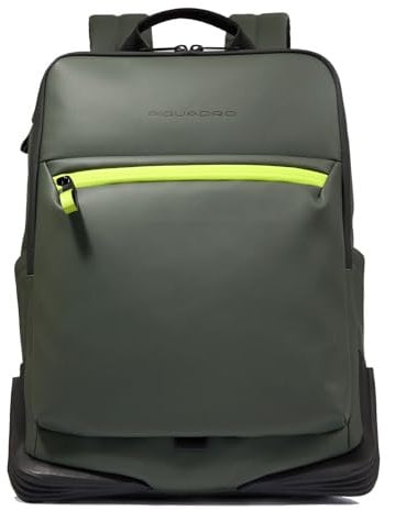 PIQUADRO Zaino porta pc da 15,6 a due scomparti con cinghia pettorale C2OW, verde