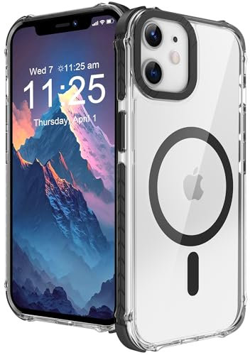 SOOFUN for iPhone 11 Case, Clear Magnetic Case for iPhone 11 Slim Fit Anti-Slip Shock Absorbtion Shockproof Protective Cover for Women Men Compatible with Magsafe Phone Case for iPhone 11, Black