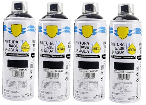 various - Pintura Spray Base Agua 400ml,Ecológica y Sin Olor,Para Muebles,Metal,Plástico y Madera,Colores Duraderos,Cobertura Uniforme - Gris Oscuro,4 unidad