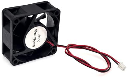 JZK Mini ventilateur de refroidissement silencieux 60 x 60 x 25 mm DC 5 V 60 mm avec 2 câbles à broches, 2800 tr/min, 0,11 A, roulement à billes 6025, petit ventilateur DC sans balais 6 cm pour