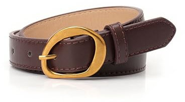 TTPSRY Ovaler Metallschnalle Damengürtel Klassischer Ledergürtel Schmal Elegant Taillengürtel Alltag Kleidungaccessoire