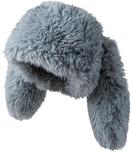 JDYaoYing Y2K Plüschmütze für Damen, flauschig, niedlich, Beanie, Hasenohren, Mütze, flauschige Mütze, Schädelmütze, Winter, warme Mütze, Weihnachten, Halloween