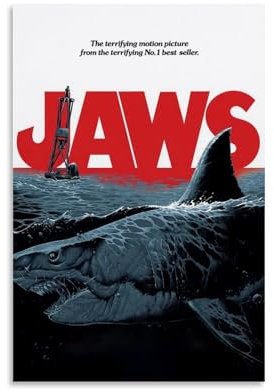 Zhenmes Jaws Poster, Thriller, Kunst, Film, Comic, Musikposter für Zimmer, ästhetische Leinwand, Wandkunst, Schlafzimmerdekoration, 30 x 45 cm