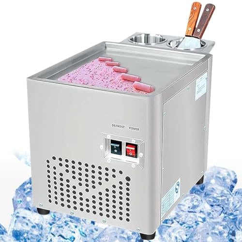 ExoticaBlend Eismaschine, Maschine für frittierte Eisrollen, Edelstahl-Eisrollenmaschine mit 2 Eisschaber zur Eisherstellung
