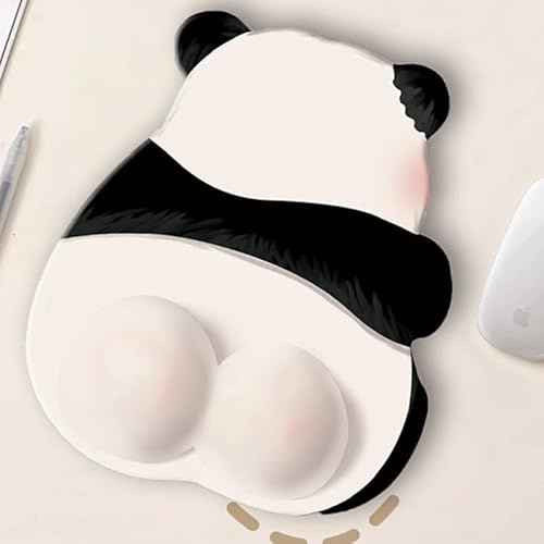 Süßes Mauspad mit Handgelenkauflage|Panda Popo Design|Ergonomisch & rutschfest|Für Büro, Schule & Gaming