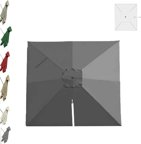 KPEGAXS Rechteckig Sonnenschirm Ersatzbezug 250x250cm Ampelschirm-Stoffbezug Für Garten Terrasse 8 Rippen Marktschirm Ersatz Baldachin UV-Schutz(Grey)