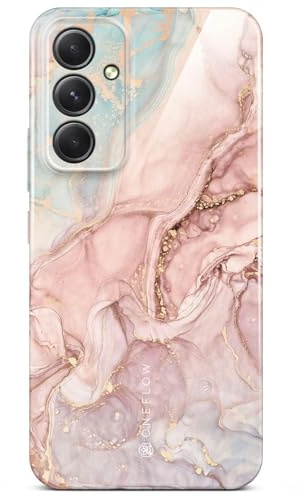 ONEFLOW Bliss Cover für Samsung Galaxy A54 5G Hülle in Marmor Optik, Designer Case Handy Schutzhülle mit Kameraschutz, Muster Hardcase Glitzer Handyhülle marmoriert, Rosa Grau