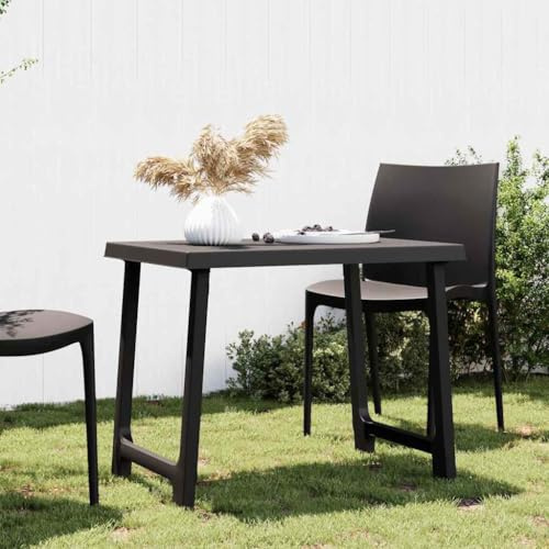 Owoxanthellate Campingtisch klappbar Anthrazit 79x56x64 cm aus PP Holzoptik mit Schirmloch, robuster Gartentisch klappbar platzsparend für Balkon Camping Picknick