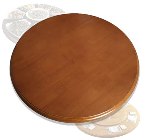EIYAVVIDV Esstisch Drehteller 60-100cm Holz Lazy Susan Drehplatte 360° Drehbar Servierplatte Rund Tischplatte Drehscheibe Leicht Zu Reinigen(Brown,24(60cm))