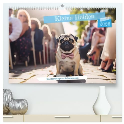 Kleine Helden - eine Hommage an die Mopsrasse (hochwertiger Premium Wandkalender 2026 DIN A2 quer), Kunstdruck in Hochglanz: Berührende Augenblicke ... Leben dieser kleinen Helden. (CALVENDO Tiere)