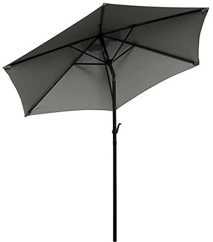 BUTLERS Sonnenschirm Ø250cm | Kippfunktion, Kurbel und UV-Schutz -SIESTA- Balkonschirm in Beige mit schwarzem Aluminiumgestell | Sonnenschutz für Balkon, Garten, Terrasse