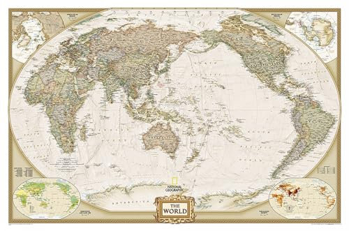 National Geographic Map Executive World, Pacific Centered, Planokarte