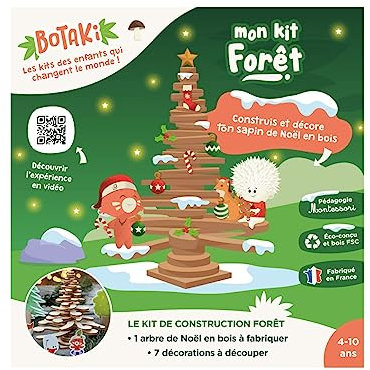 Botaki Mon kit forêt: Construis et décore ton sapin de Noël en bois