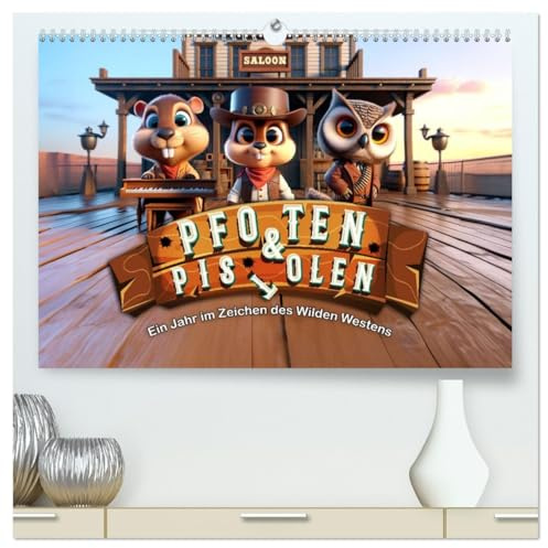 Pfoten und Pistolen: Ein Jahr im Zeichen des Wilden Westens (hochwertiger Premium Wandkalender 2026 DIN A2 quer), Kunstdruck in Hochglanz: Ein ... Wildwest-Charme. (CALVENDO Wissenschaft)