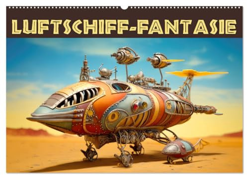 Luftschiff-Fantasie (Wandkalender 2026 DIN A2 quer), CALVENDO Monatskalender: Skurrile mechanische Flugobjekte (CALVENDO Spass)