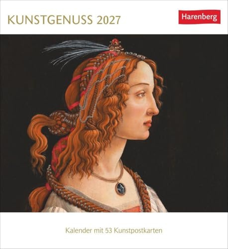 Kunstgenuss Postkartenkalender 2027 - Kalender mit 53 Kunstpostkarten: Berühmte Künstler und ihre schönsten Gemälde. Farbenfroher Kalender zum Aufstellen oder Aufhängen. 16 x 17,5 cm