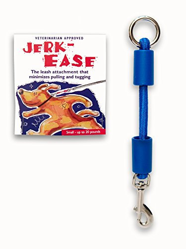 Jerk-Ease Bungee Hund Leine - Stoßdämpfer für sicheren Spaziergang mit jedem Leine & Halsband (oder Geschirr) - Empfohlen von Hunde- und Tierärzten - Für kleine Hunde bis 20 Pfund - Blau
