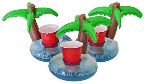 GoFloats Inflatable Pool and Hot Tub Drink Holders (3 Pack) (Choose - Unicorn, Flamingo, Palm Tree and More)