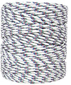 Cofan Bobina de cordón trenzado de polipropileno | Diámetro de 5 mm | Longitud de 200 metros en color blanco / azul