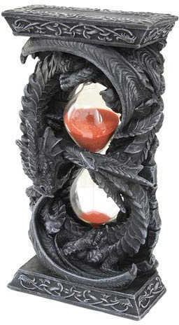 PTC Gothic Doppel-Drachen-Sanduhr, Fantasy-Figur aus dunklem Kunstharz